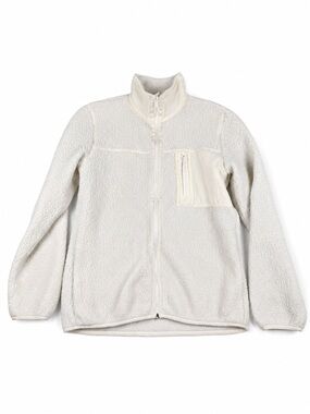 EVO Sherpa Full Zip Fleece Jacket Polartec Oversized Cream White Size Large